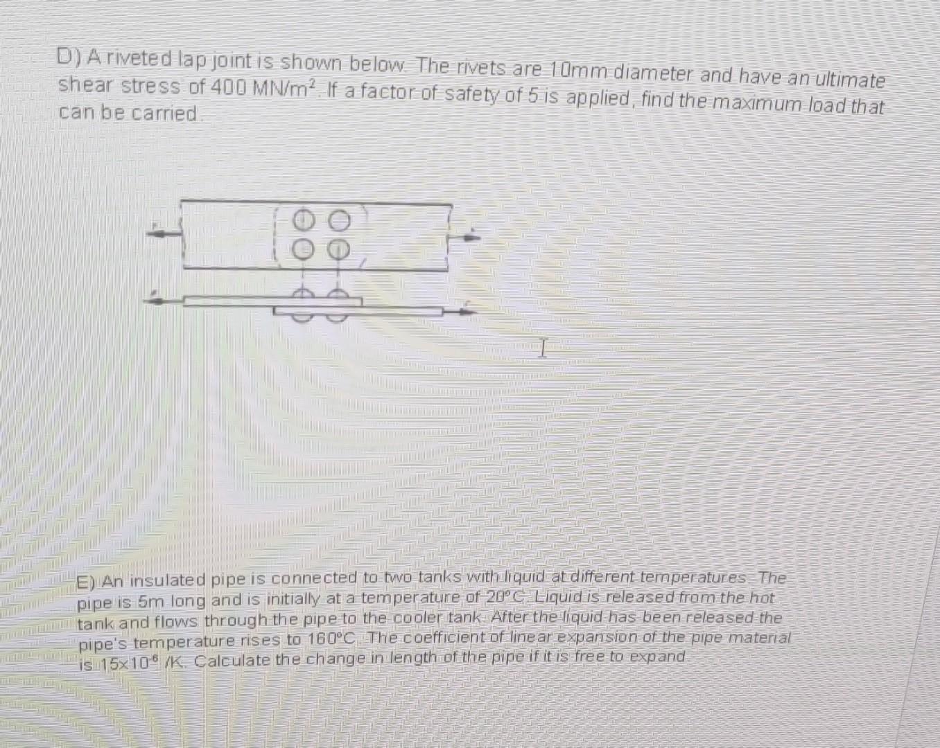 Single Riveted Lap Joint Drawing.pdf Solved D) A riveted lap joint is shown below. The rivets are | Chegg.com