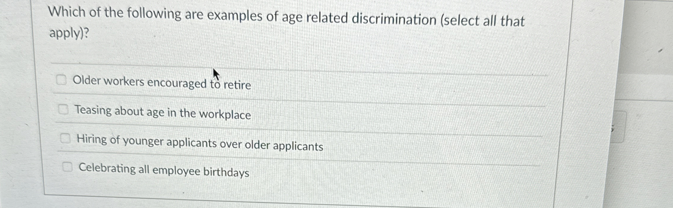 Solved Which of the following are examples of age related | Chegg.com