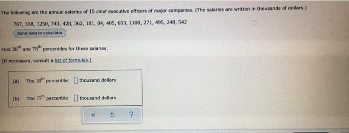 Solved The following are the annual salaries of 15 chief | Chegg.com