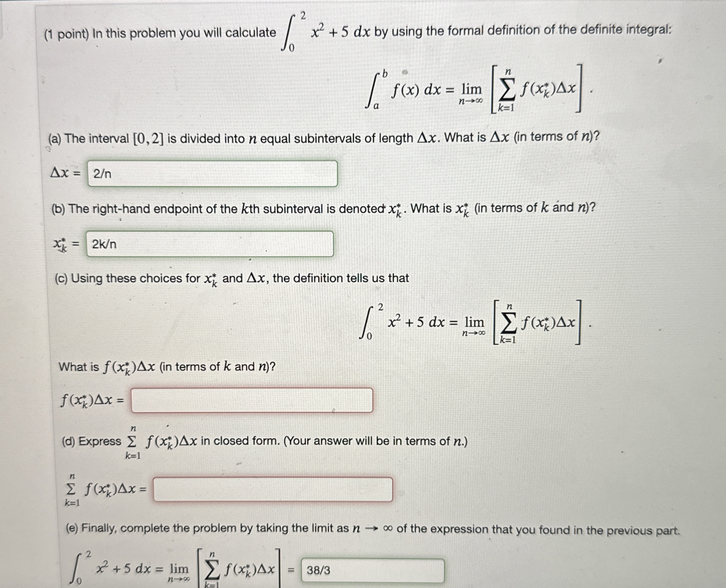 Solved (1 ﻿point) ﻿In this problem you will calculate | Chegg.com