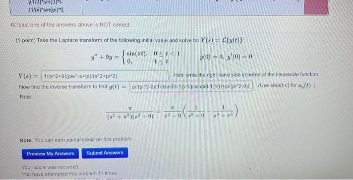 Solved At Least One Of The Answers Above Is Not Correct (1 