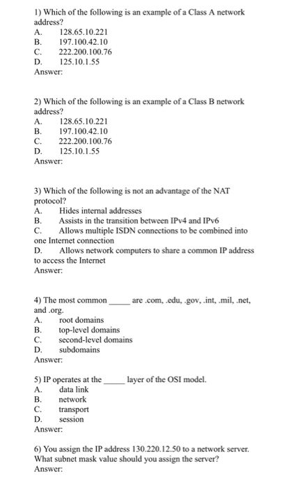 Class A Router Example Solved 1) Which of the following is an example of a Class A | Chegg.com