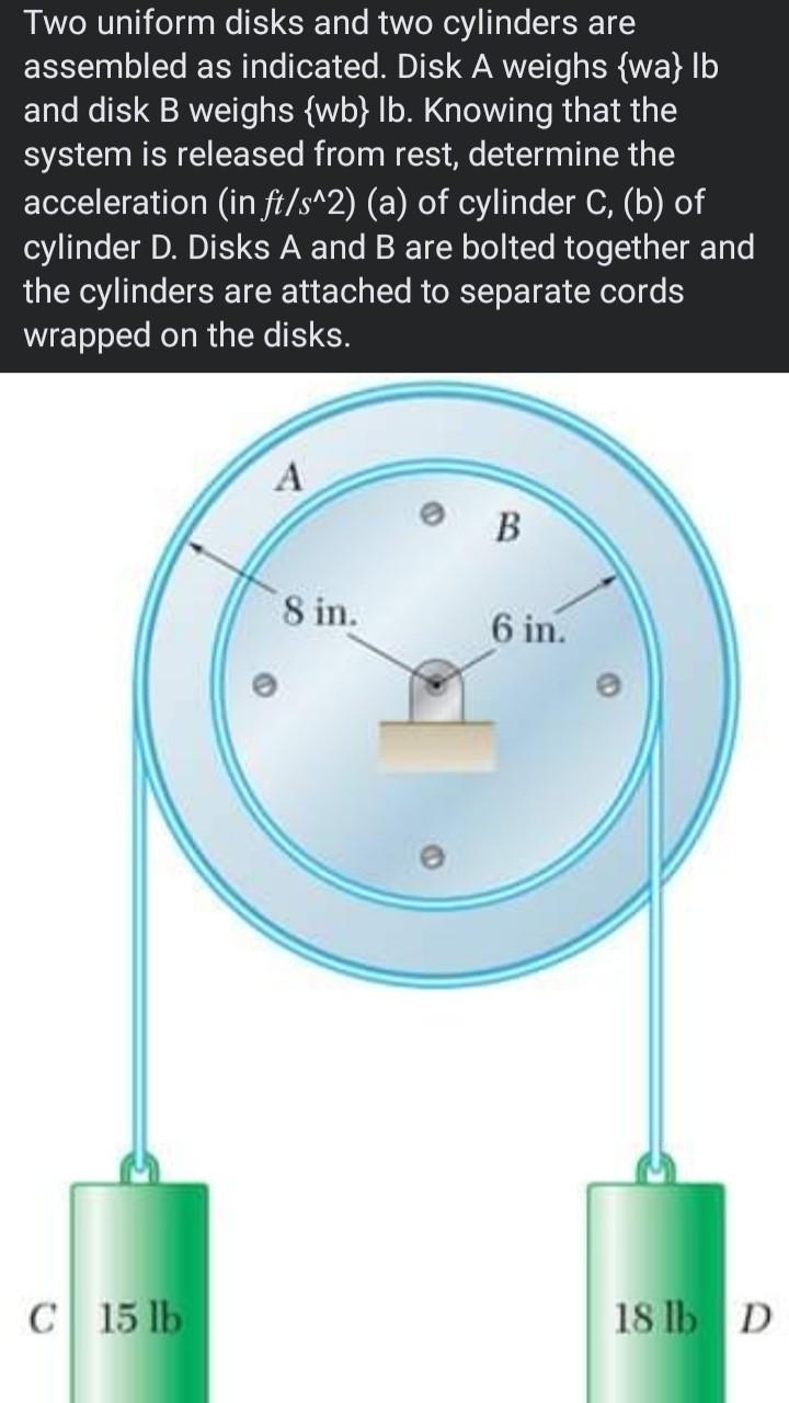 Solved Two Uniform Disks And Two Cylinders Are Assembled As | Chegg.com