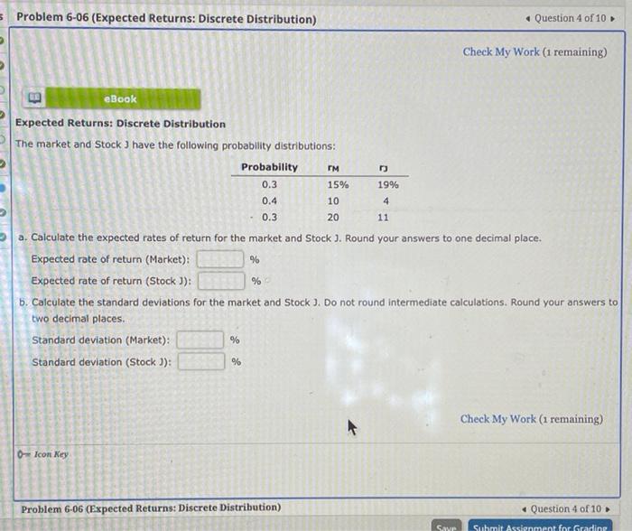 Solved Check My Work (1 remaining) Expected Returns: | Chegg.com
