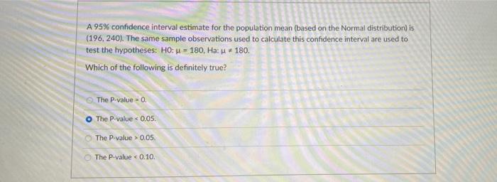 Solved A 95% confidence interval estimate for the population | Chegg.com