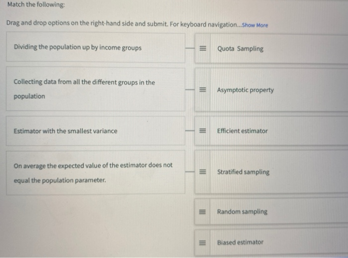 Solved Match the following: Drag and drop options on the | Chegg.com