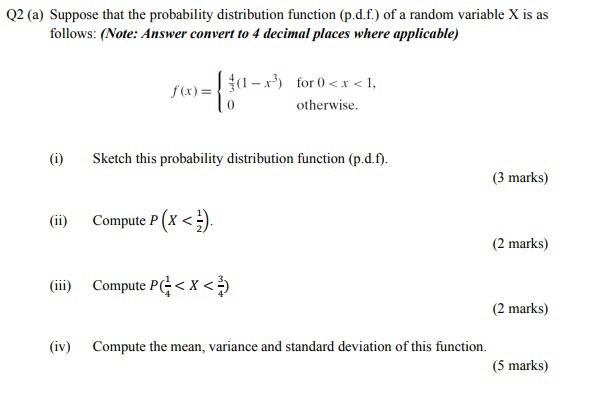 Solved Q2 (a) Suppose that the probability distribution | Chegg.com