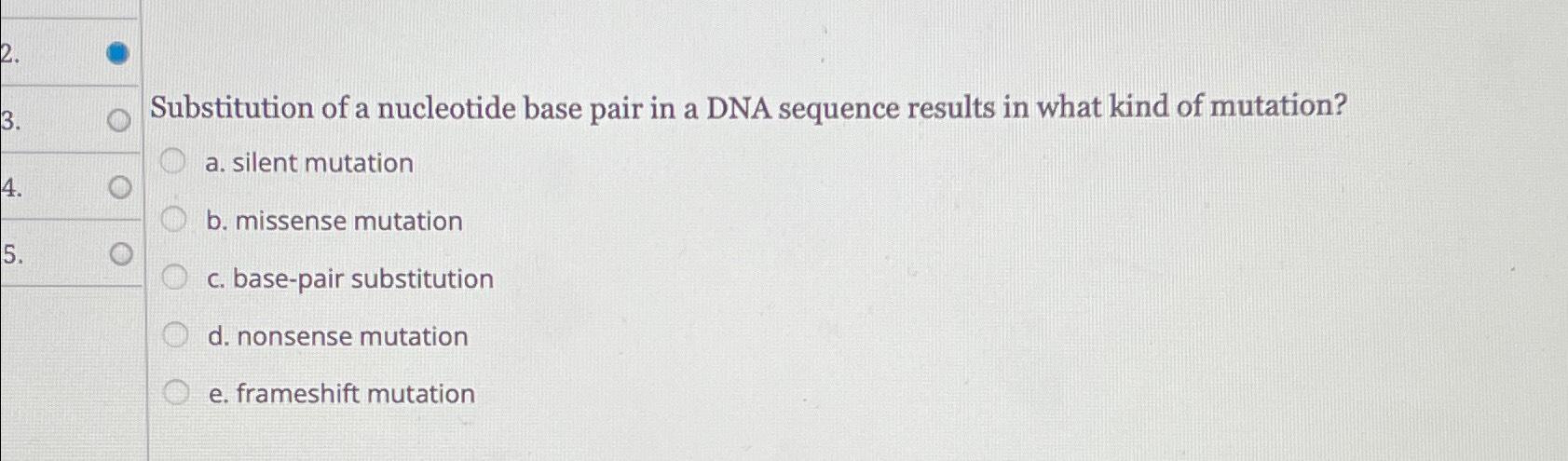 Solved Substitution of a nucleotide base pair in a DNA | Chegg.com