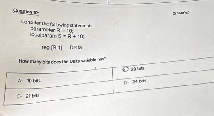 Solved Question 10: Consider the following statements. | Chegg.com