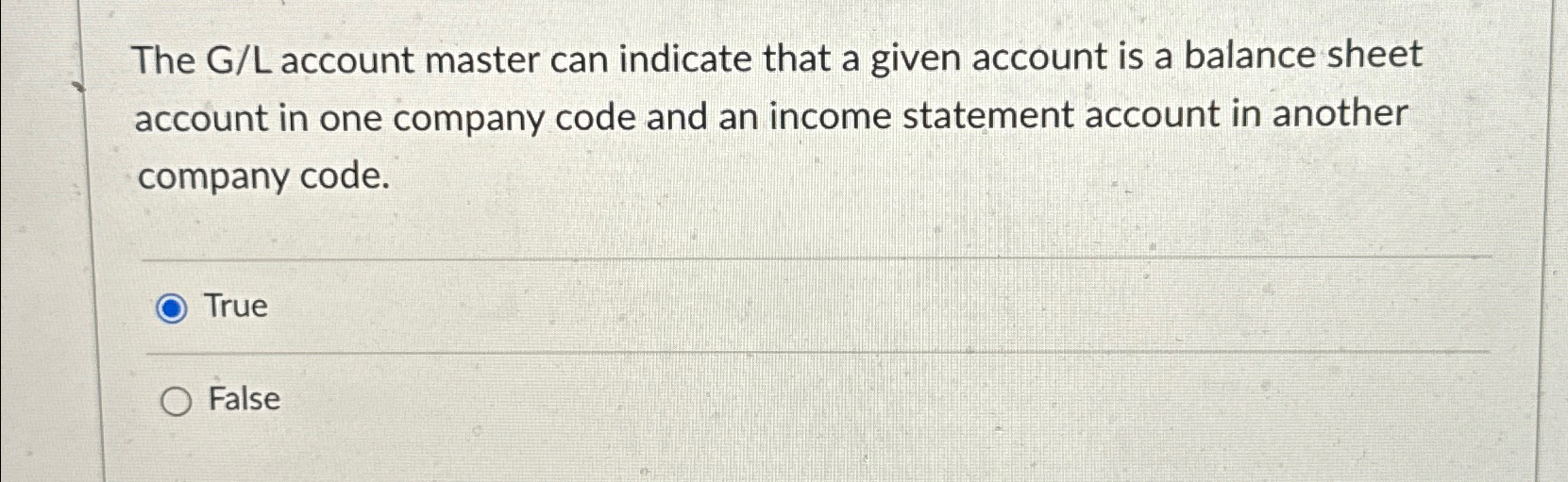 Solved The G/L account master can indicate that a given | Chegg.com
