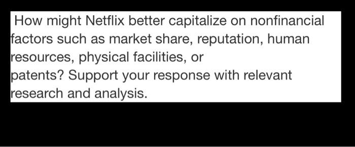 Solved How might Netflix better capitalize on nonfinancial | Chegg.com