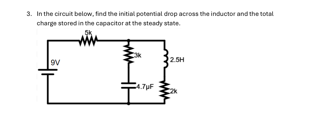 Solved In the circuit below, find the initial potential drop | Chegg.com