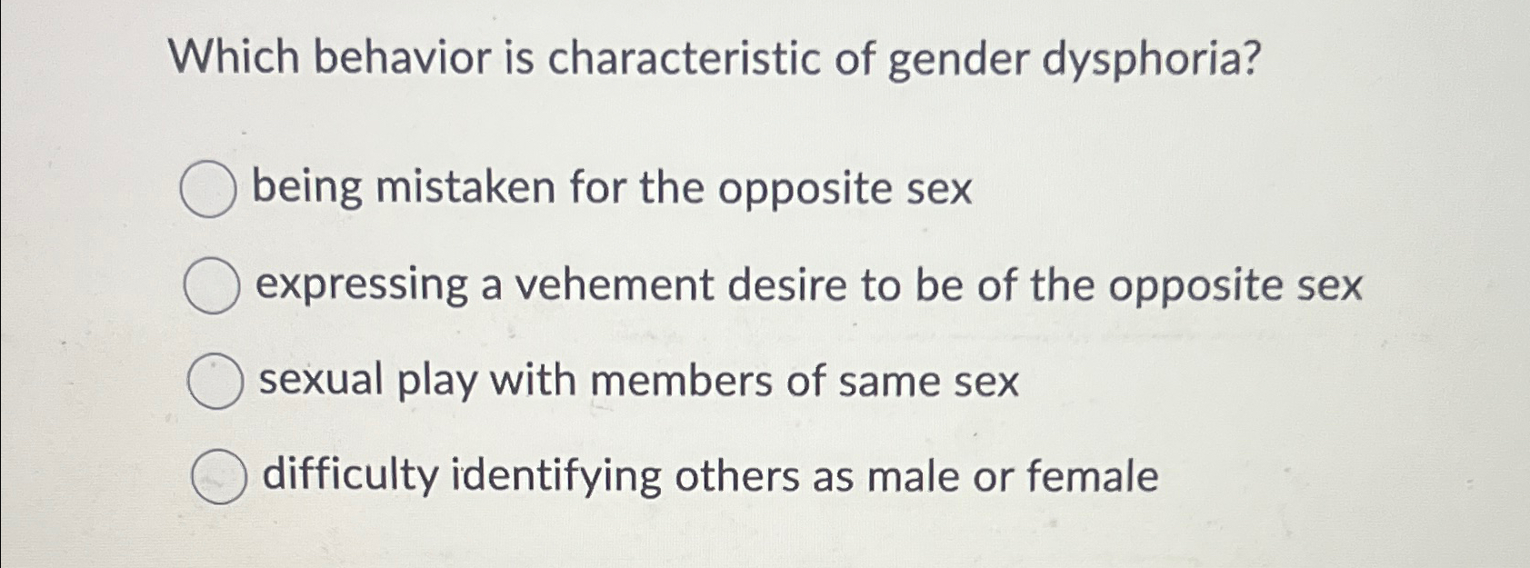 Solved Which behavior is characteristic of gender | Chegg.com