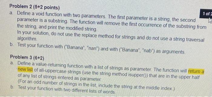 Solved Problem 2 (5+2 points) 1 of 2 a. Define a void | Chegg.com