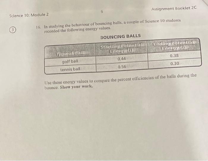 Solved Assignment Booklet 2C Science 10: Module 2 3 16. In | Chegg.com