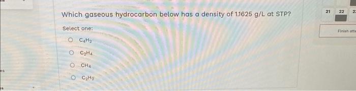 Solved which gaseous hydrocarbon below has a density of Chegg