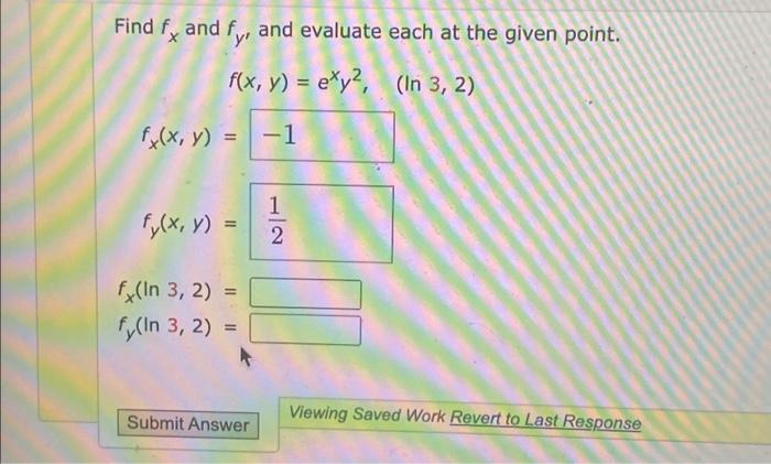Solved Find fx and fy′ and evaluate each at the given point. | Chegg.com