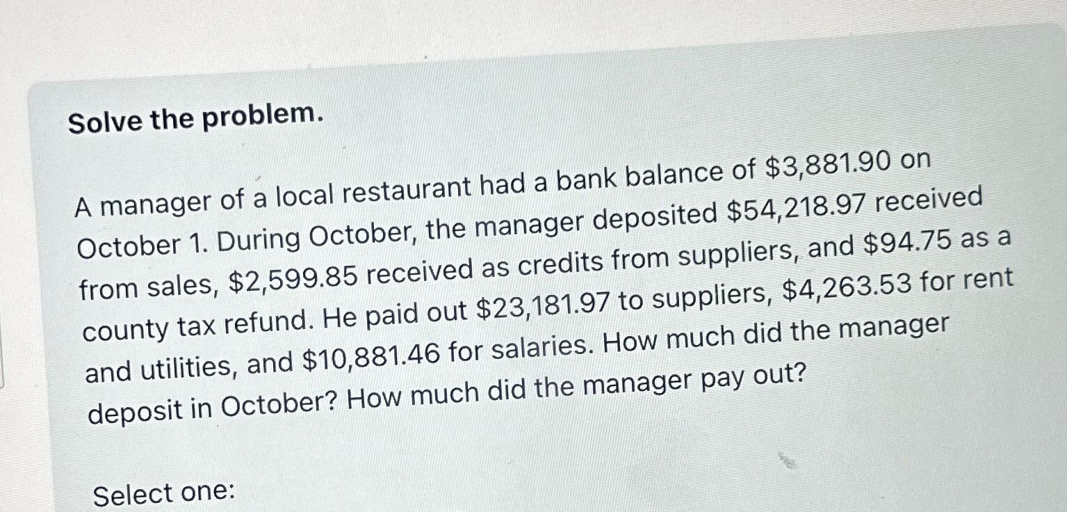 Solved Solve the problem.A manager of a local restaurant had | Chegg.com