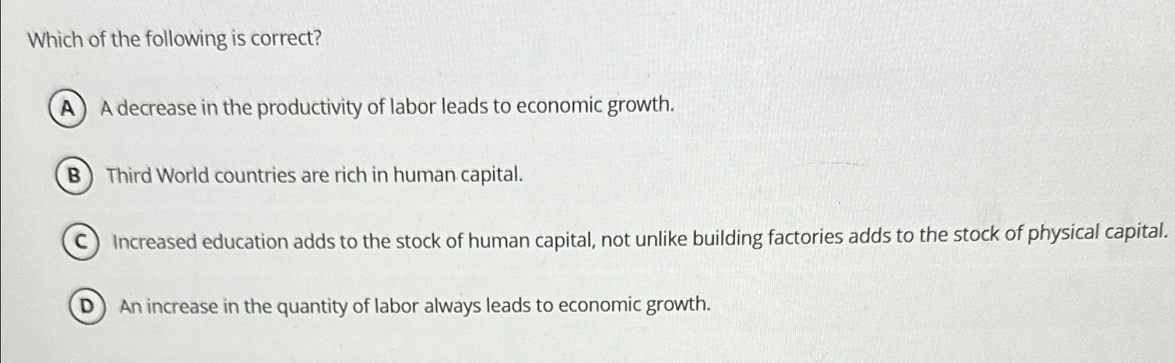 Solved Which of the following is correct?A decrease in the | Chegg.com