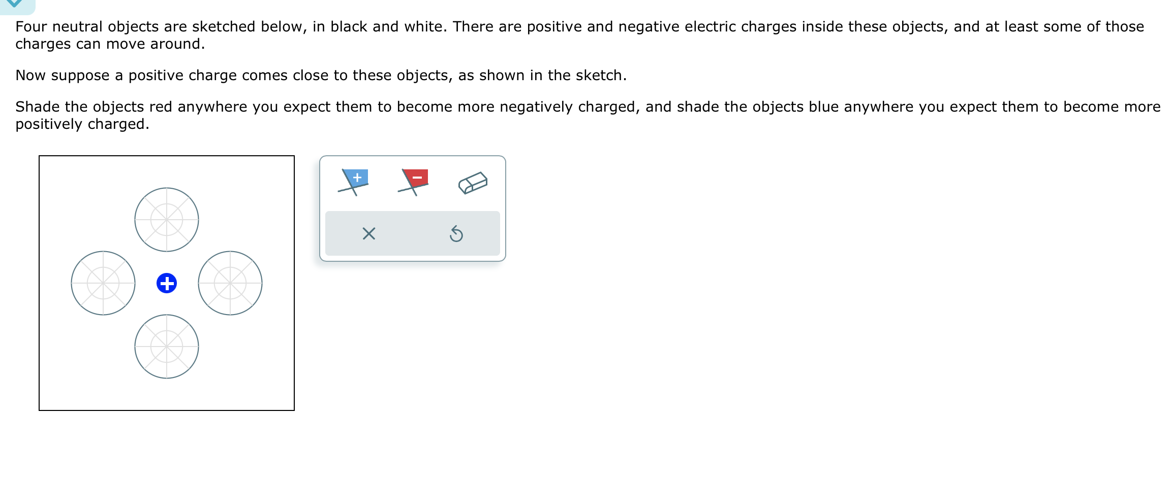 Solved Four neutral objects are sketched below, in black and | Chegg.com