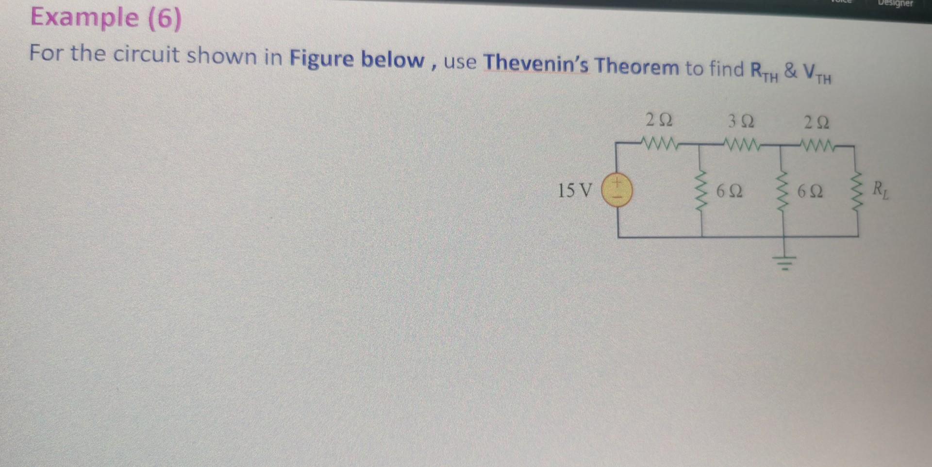 Solved Example (5) Find The Thevenin Equivalent Circuit | Chegg.com