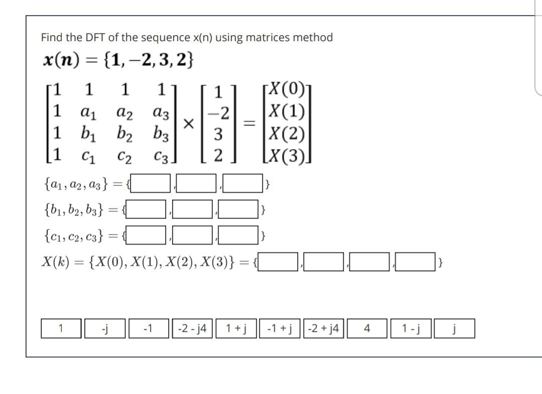 Find The DFT Of The Sequence X(n) Using Matrices | Chegg.com