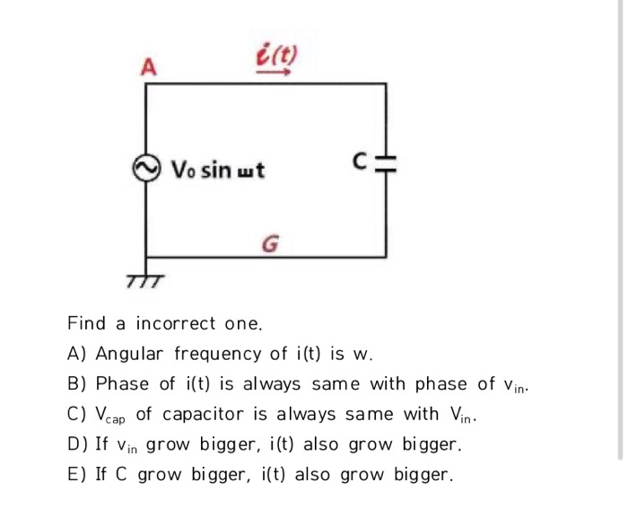 Solved E T A R Vo Sin Ut G Find A Incorrect One A Angu Chegg Com