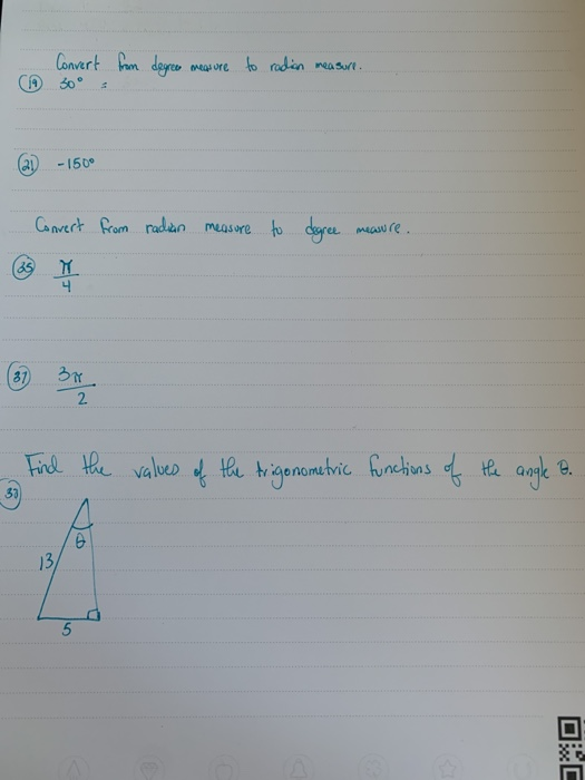 Solved Convert 30 From Degree Measure To Radion From Degree Measure To Radion