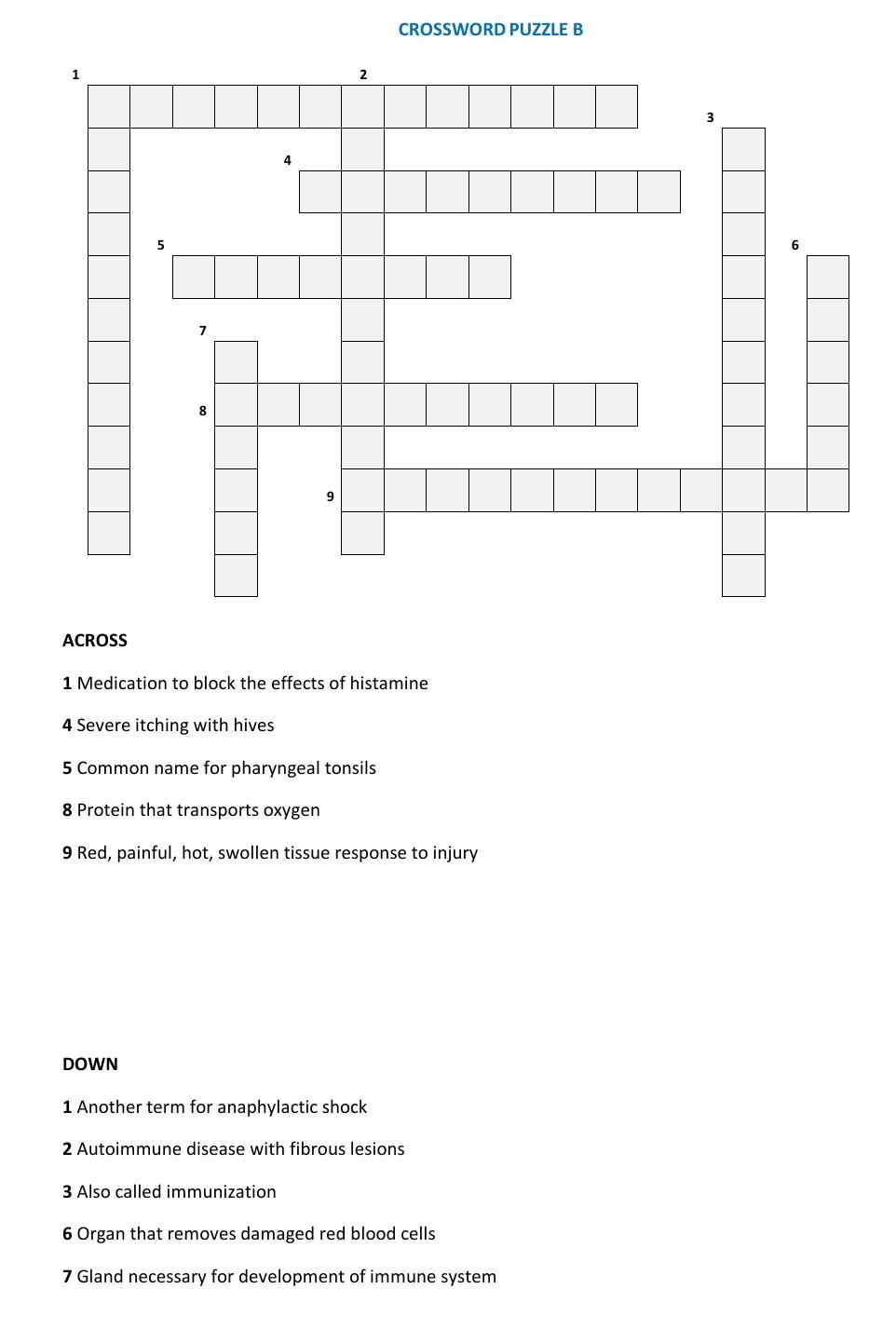 Solved CROSSWORD PUZZLE B 1 2 3 4 5 6 00 9 ACROSS 1 | Chegg.com