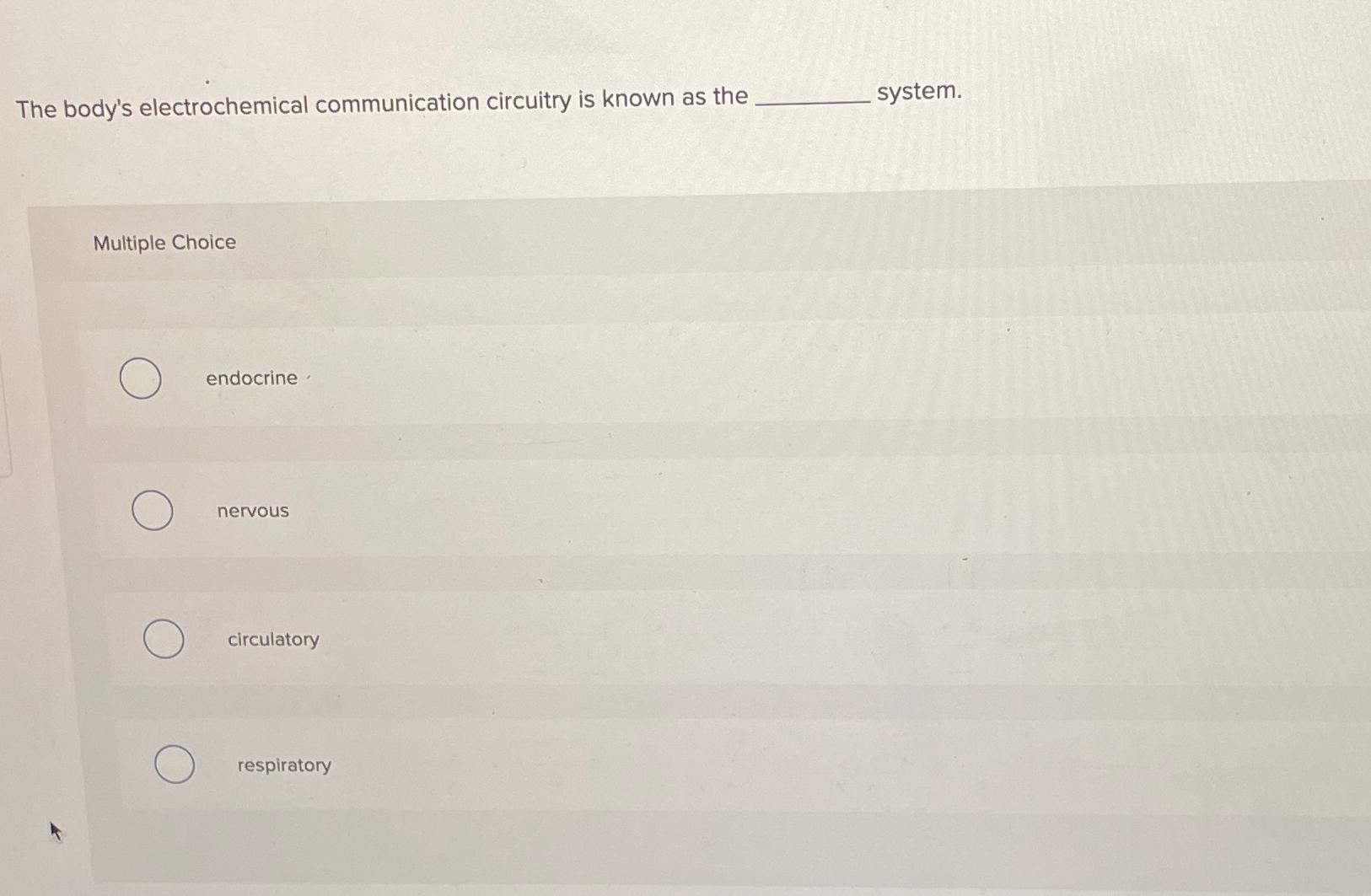 Solved The body's electrochemical communication circuitry is