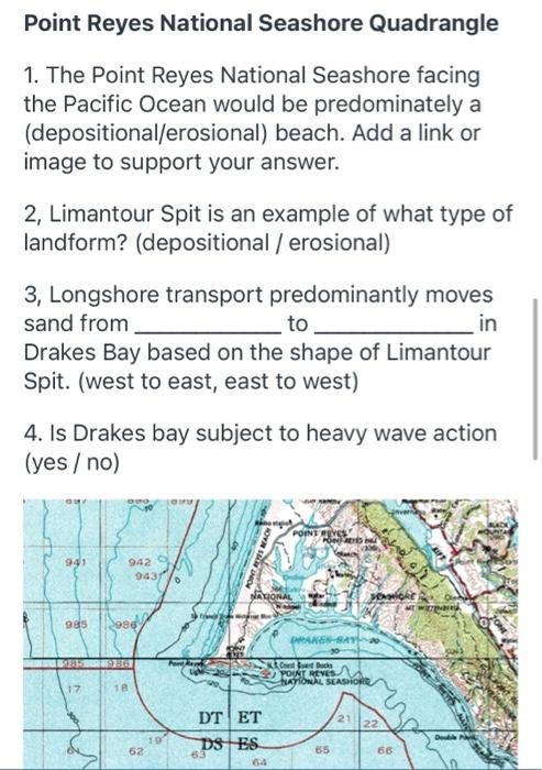 Solved Point Reyes National Seashore Quadrangle 1. The Point | Chegg.com