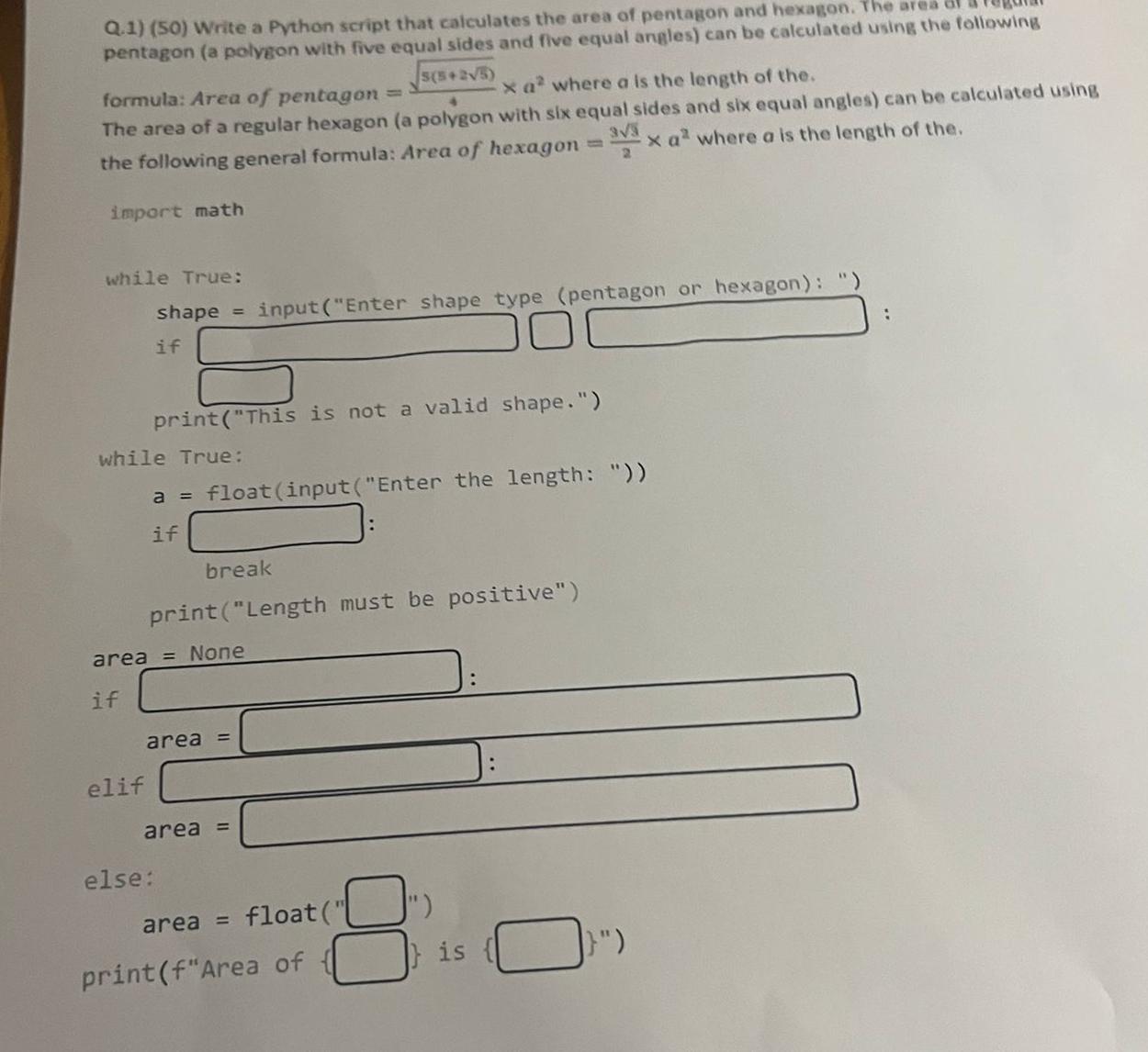 Solved Q.1) (50) ﻿Write a Python script that calculates the | Chegg.com
