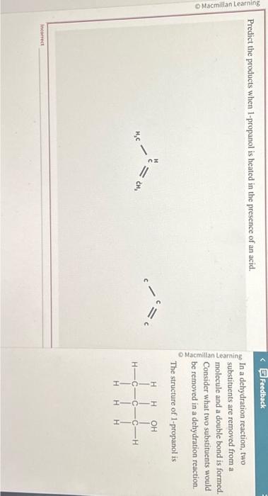 give dehydration reaction of propanol 1