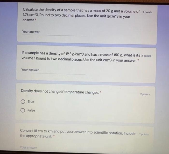 Solved Calculate the density of a sample that has a mass of | Chegg.com
