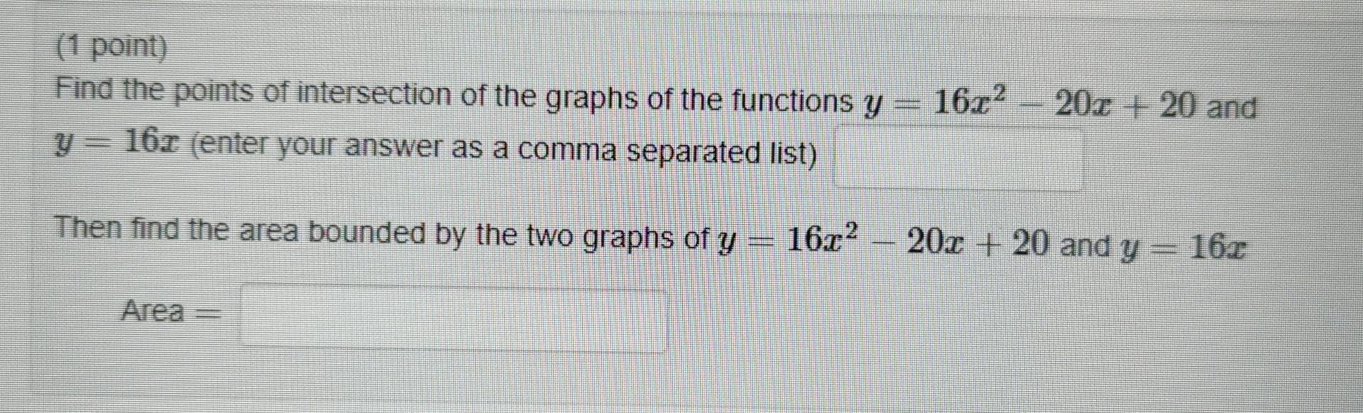 Solved (1 point) Find the points of intersection of the | Chegg.com