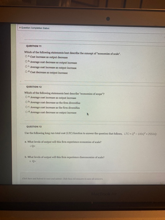 Solved Question Completion Status QUESTION 11 Which of the | Chegg.com