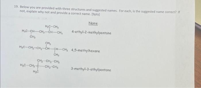 Solved 19. Below you are provided with three structures and | Chegg.com