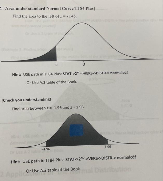 solved-area-under-standard-normal-curve-ti-84-plus-find-chegg