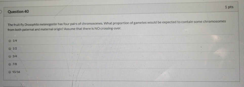 Solved 1 pts Question 40 The fruit fly Drosophila | Chegg.com