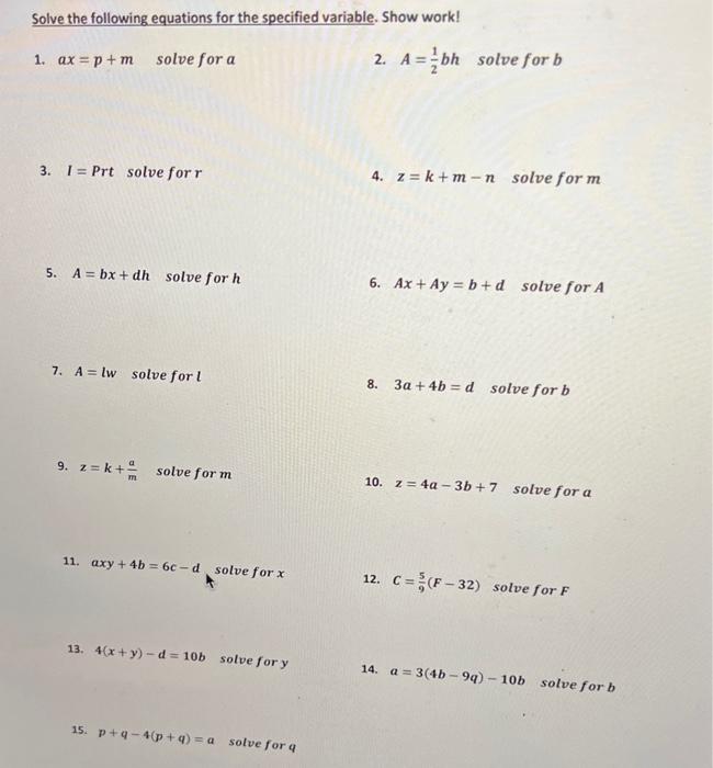 solved-solve-the-following-equations-for-the-specified-chegg