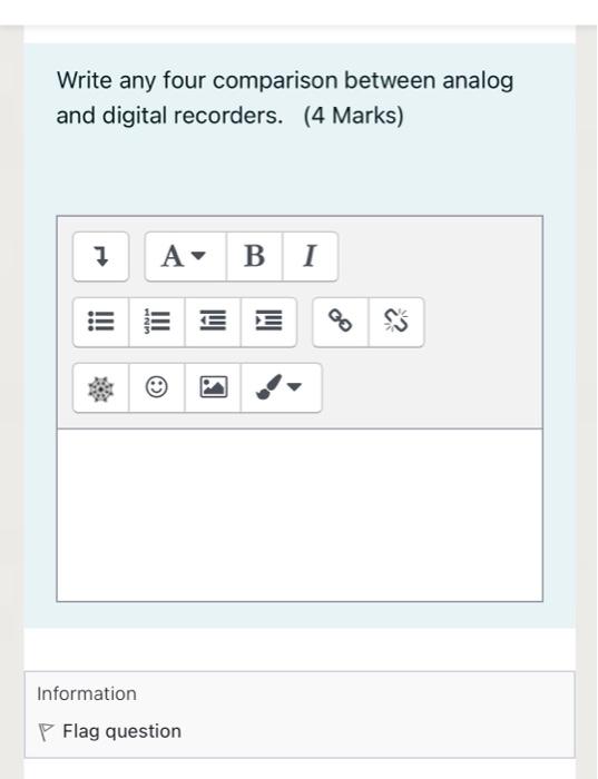 Solved Write any four comparison between analog and digital | Chegg.com