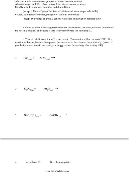 Solved Always Soluble: Ammoniums, Group One Cations, 