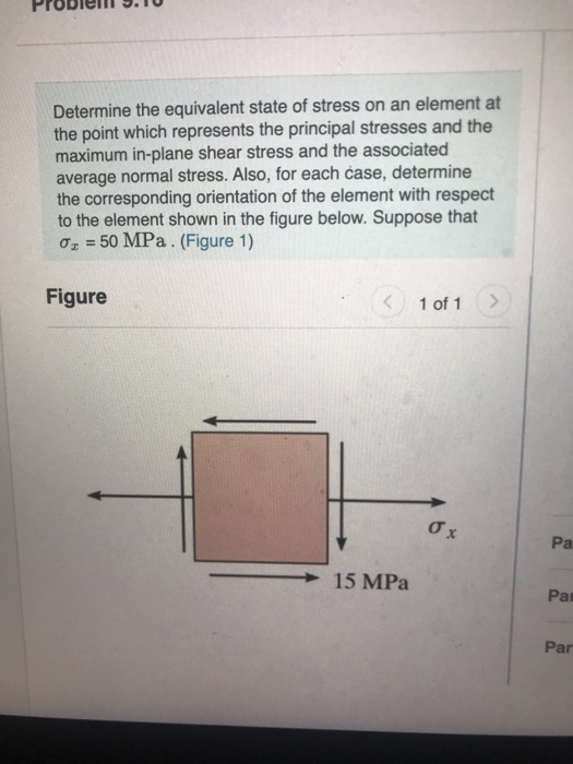 Solved Problemi 10 Determine the equivalent state of stress | Chegg.com