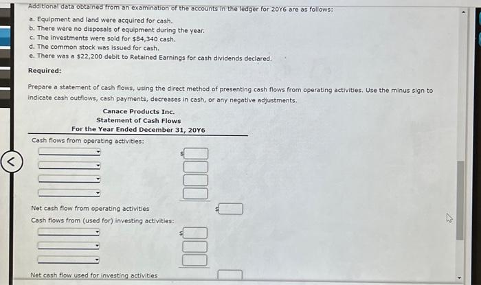 statement of cash flows direct method practice problem