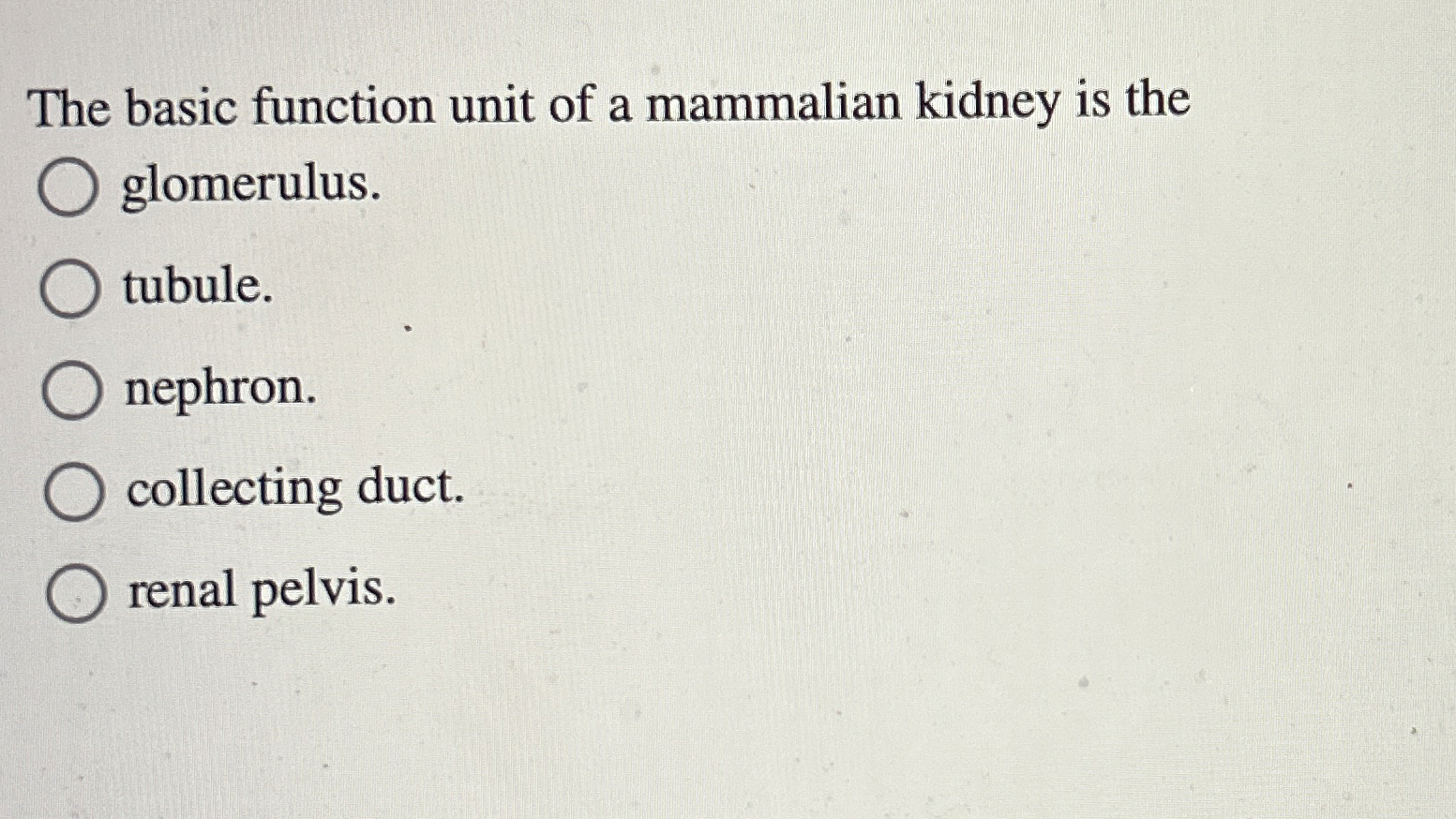 Solved The basic function unit of a mammalian kidney is the | Chegg.com