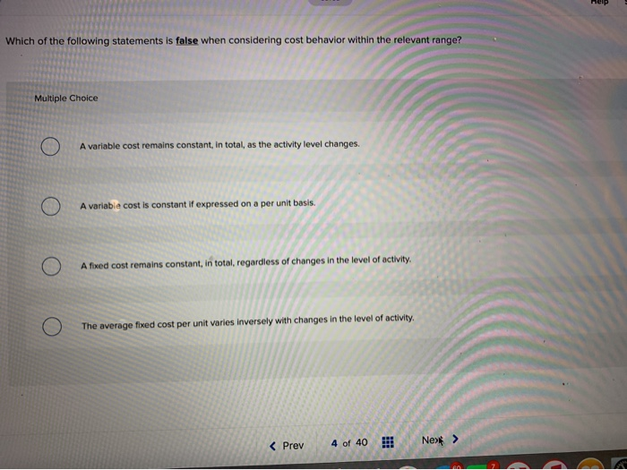 Solved Which of the following statements is false when