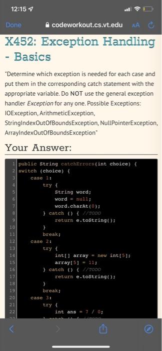 - Basics 'Determine which exception is needed for | Chegg.com