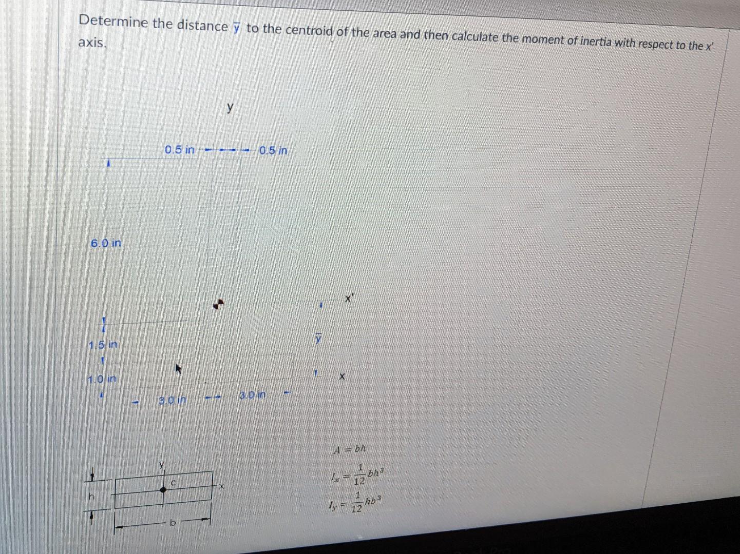 Solved Determine the distance y to the centroid of the area | Chegg.com