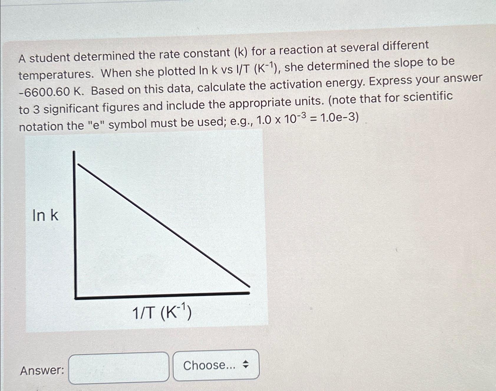 Solved A student determined the rate constant (k) ﻿for a | Chegg.com