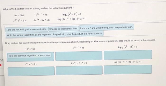 Solved What is the best first step for solving each of the | Chegg.com